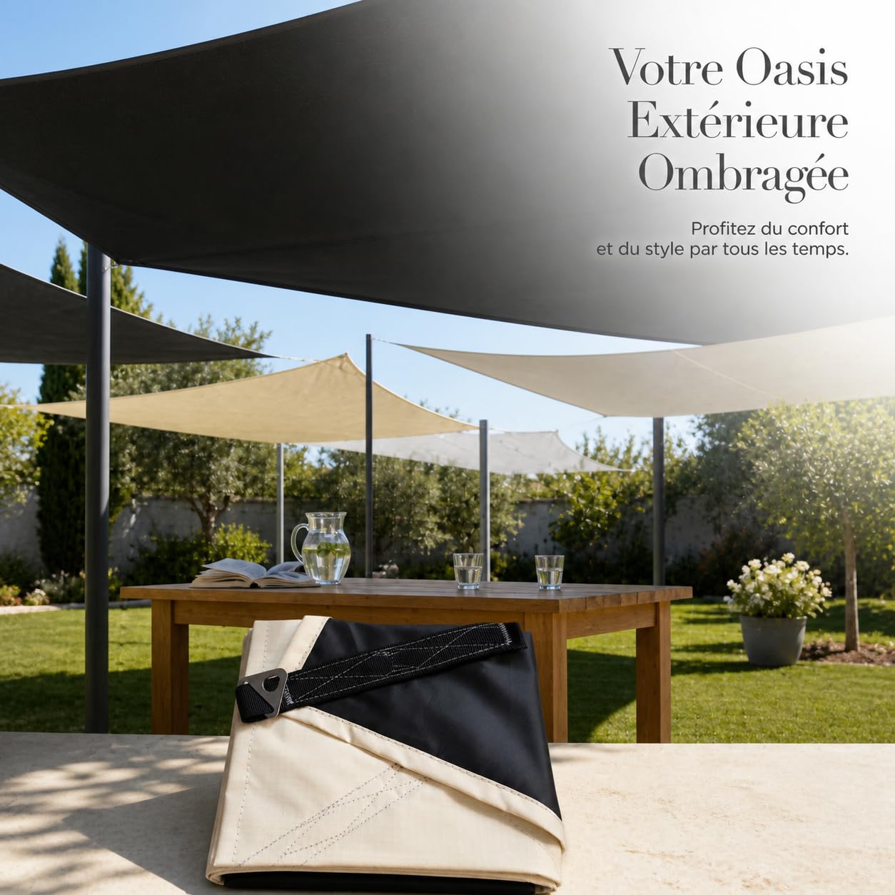 Bâche Imperméable Toile Solaire, 3,3 mètres x 4
