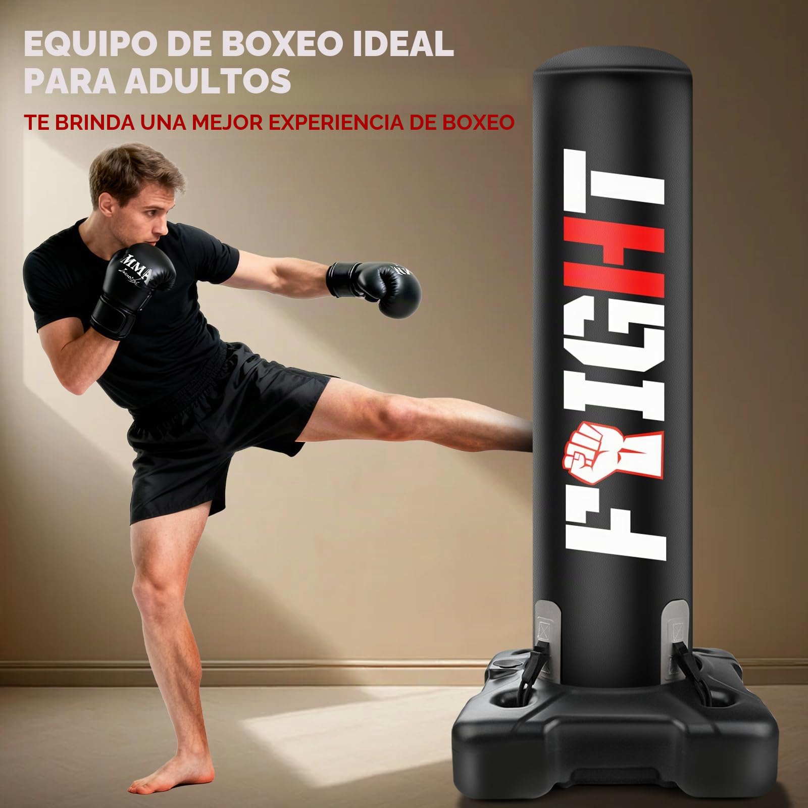 NZQXJXZ 175cm Saco de Boxeo Independiente Pedestal Resistente con Bomba y Guantes de Boxeo para Kickboxing Artes Marciales MMA Dummy Muay Thai Entrenamiento