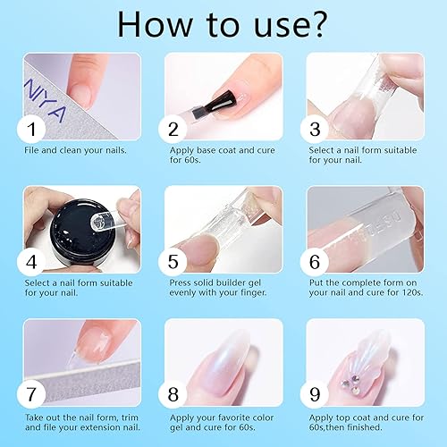 Miniatura 7 de Constructor de gel sólido para uñas, 1.76 oz de gran capacidad, transparente, antiadherente, 3D, para arte de uñas, extensión de uñas, gel duro para
