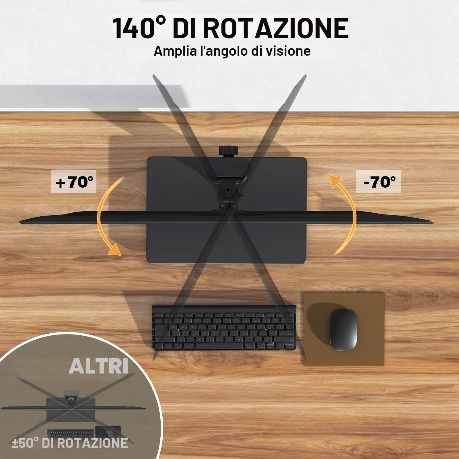 Rfiver Supporto per Monitor per PC Schermo fino a 32 pollici Supporto da Tavolo a Braccio per Ufficio Inclinazione/Girevole/Rotazione/Altezza Regolabile Supporta Max 10 kg MS1001