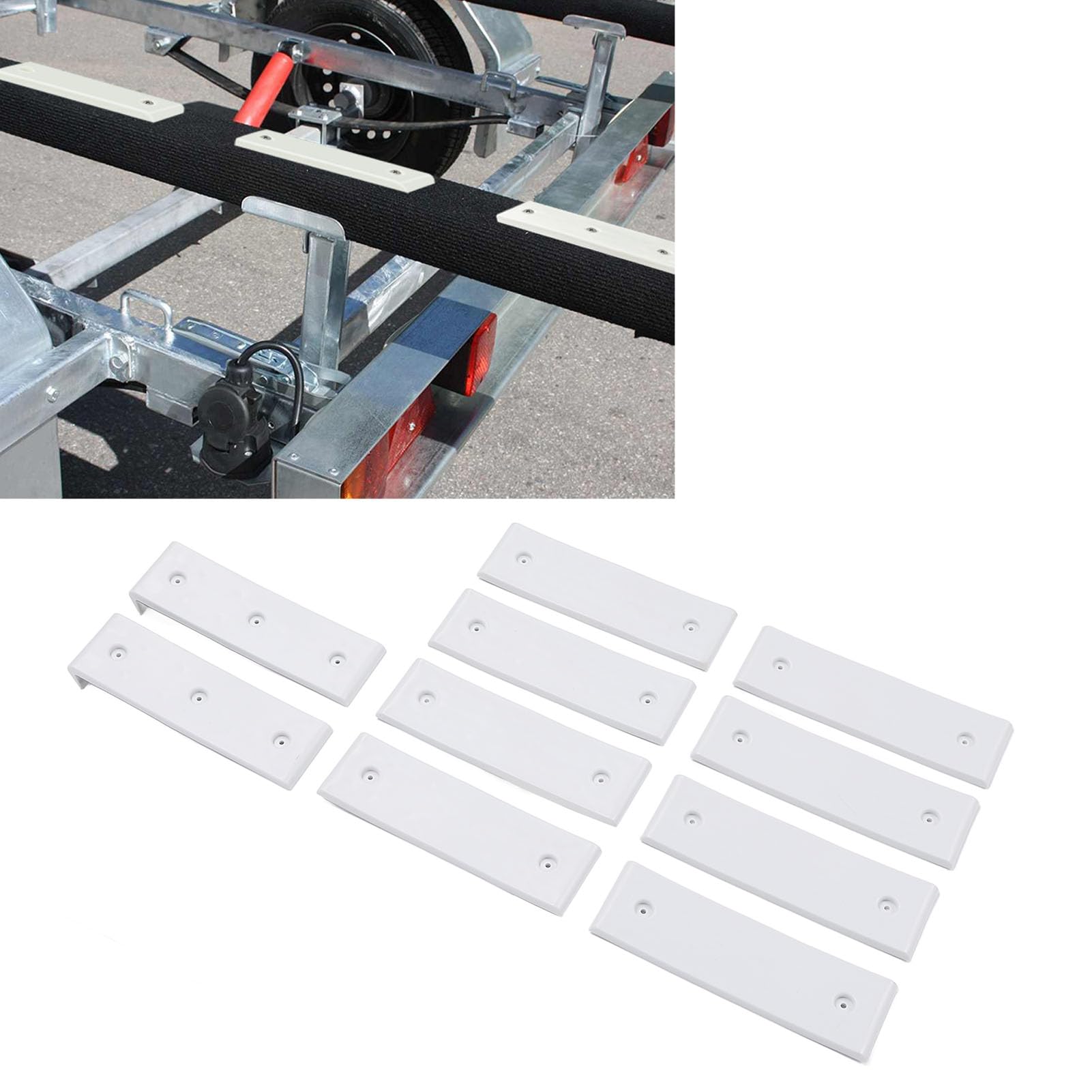 Lot De 10 Glissières De Couchette Pour Remorque De Bateau – 7,6 X 25,4 Cm, ABS Noir/blanc, Lancement Fluide, Anti-usure