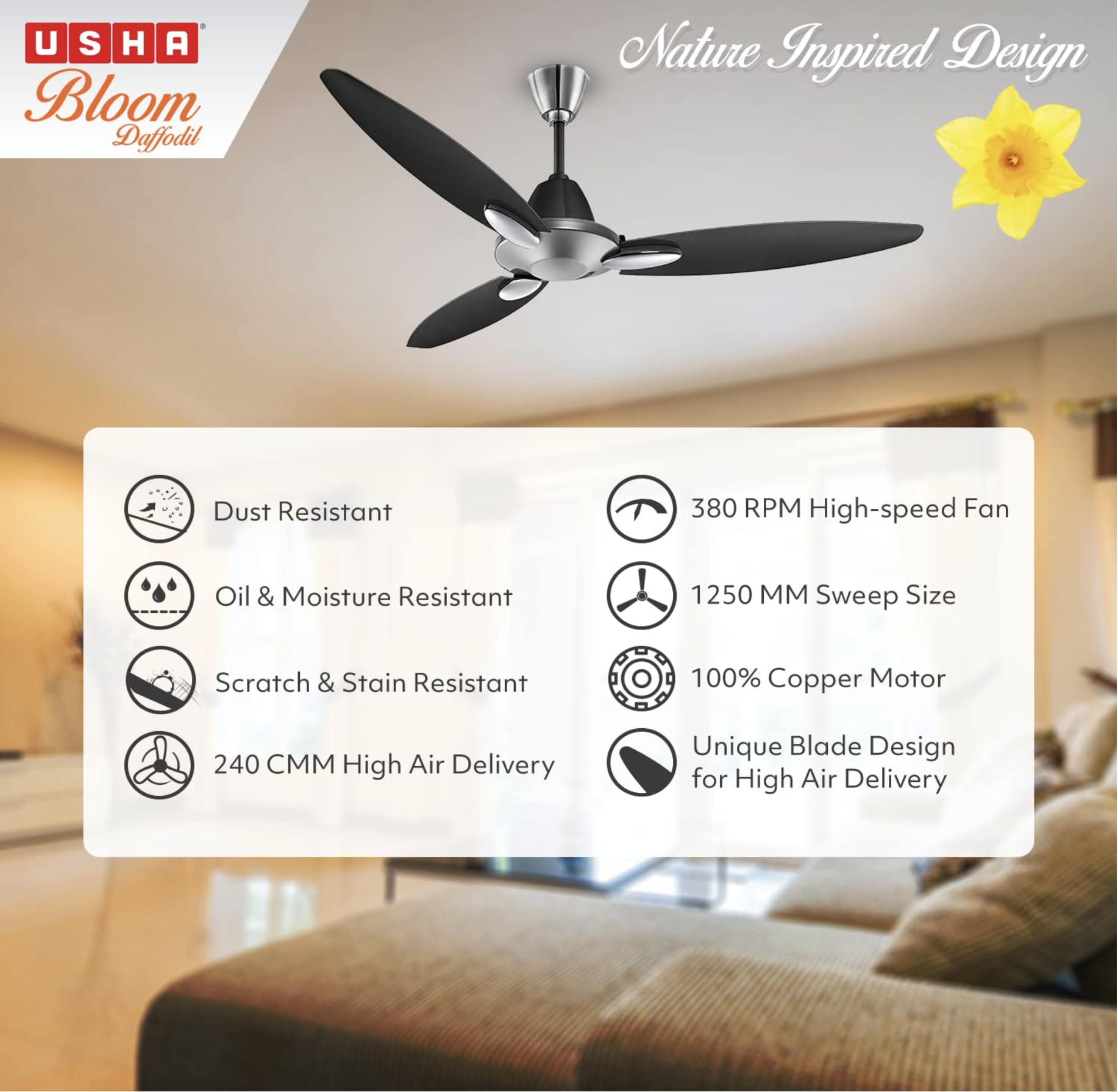 Usha CF BL Daffodil 1250MM SP Gryblk 1STN ISI