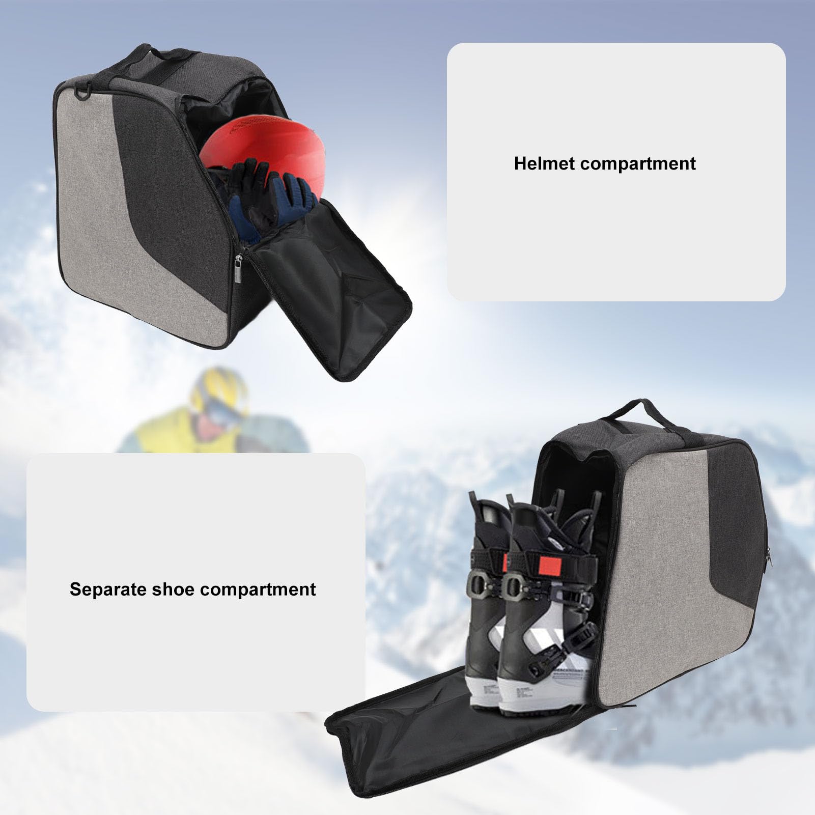 Torba na buty narciarskie Wodoodporne poliestrowe snowboardowa torba na ramię na narciarskie buty hełmowe Rękawiczki Gogle Trwałość bez poślizgu dolna konstrukcja duża pojemność