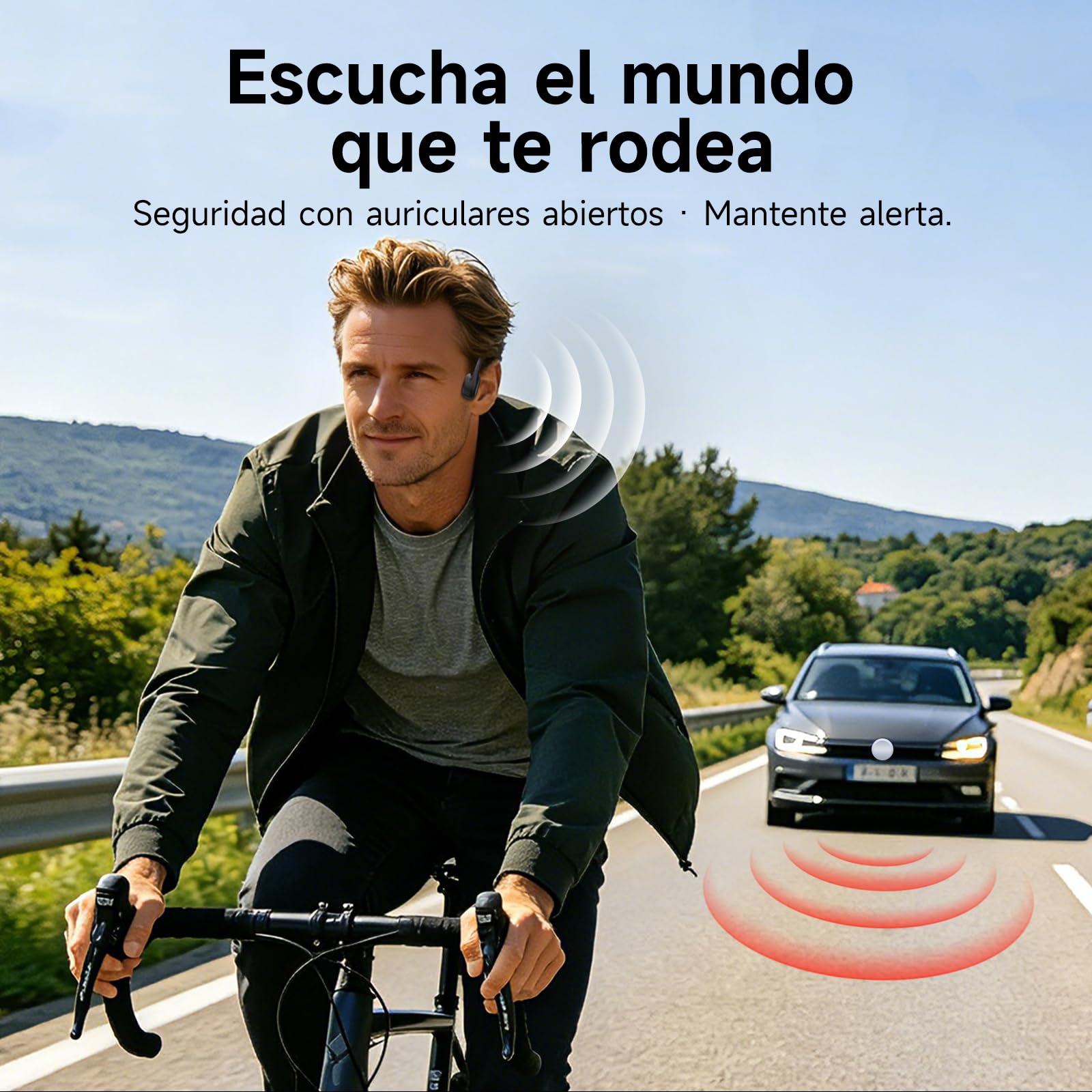 esonstyle Auriculares Conduccion Osea Bluetooth 6.0 – Cascos Conduccion Osea Inalambricos con Micrófono,IPX7 Impermeables Auriculares Deportivos Open Ear para Correr Ciclismo Fitness (Negro)