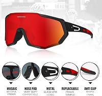 Queshark Sportszemüveg Kerékpáros Szemüveg Polarizált UV400 Védelem 5 Cserélhető Lencsével Fekete-Piros Outdoor Bicikli Futás 3