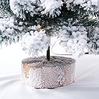 Vista 6 de Prelit - Mini árbol de Navidad artificial, árbol de Navidad de mesa flocado de 18 pulgadas con luces y base de madera, pino de Navidad