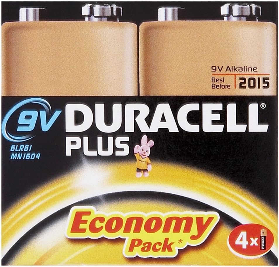 Duracell Plus MN1604 Alkaline 9 V Batteries - 4-Pack