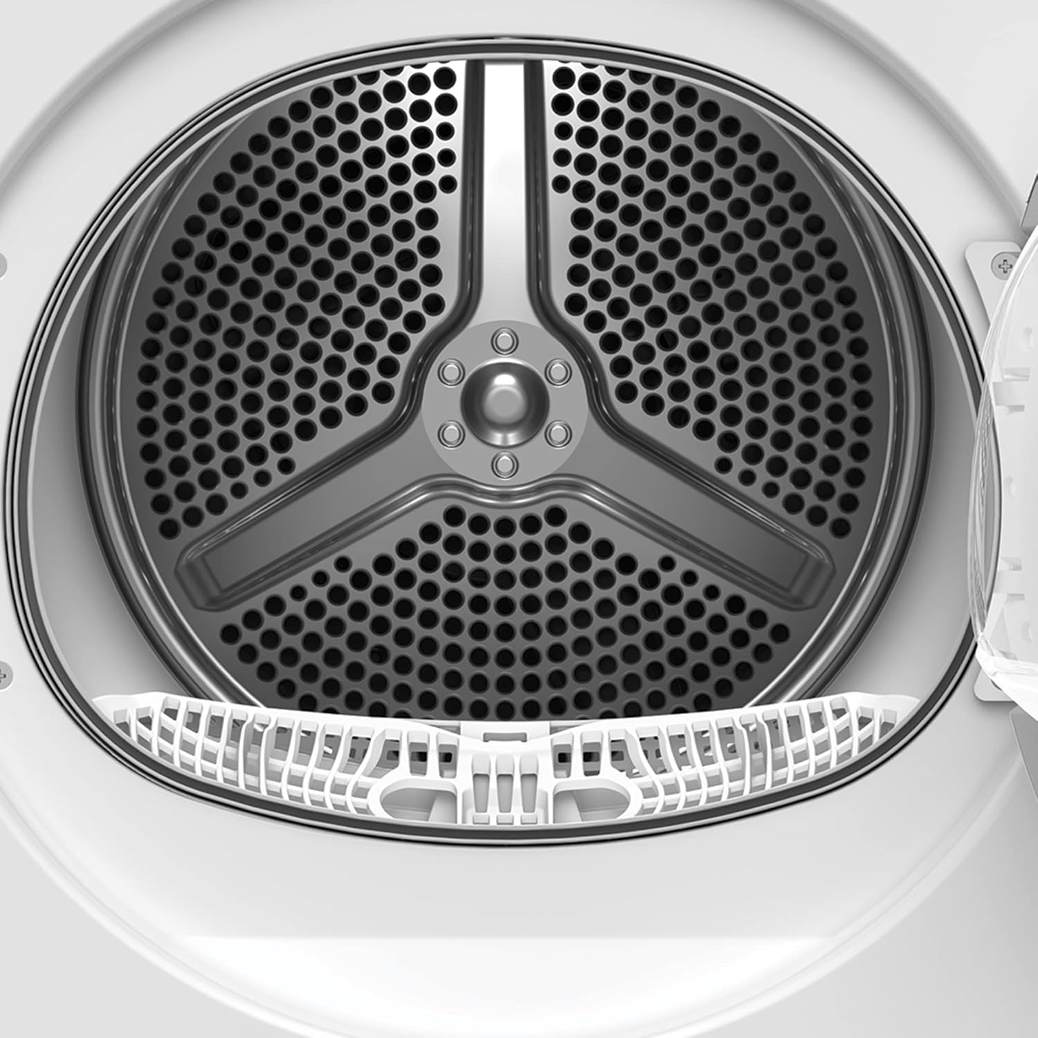 Close-up of the dryer drum and lint filter area