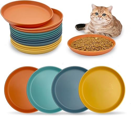 Fhiny 24 cuencos para gatos con bigote para aliviar la fatiga, 6 pulgadas, plato de comida para gatitos, plato de paja de trigo, minimalista, plato
