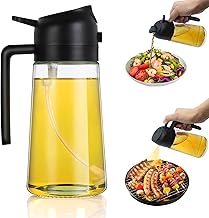 Spruzzatore per olio 2 in 1, Spruzzo di Olio per Friggitrice ad Aria Calda 470ml, Spray Olio Per Friggitrice ad Aria, Erogatore di Olio Della Bottiglia da Cucina per Cucina, Griglia e Insalate (black)