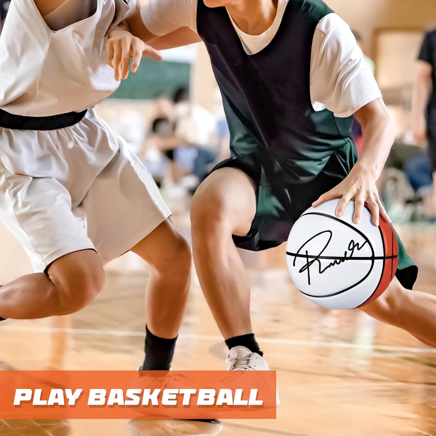 Hiboom Autograph Basketball with Acrylic Ball Stand, Signing Autograph Blank Panel Signature Official Ball for School College Coach Graduation Basketball Senior Night Gift