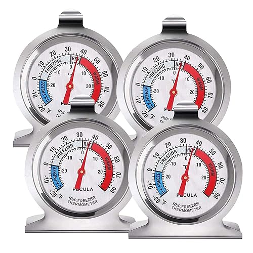 4PACK Refrigerator Thermometer -30-30 deg C/-20-80 deg F, Classic Fridge