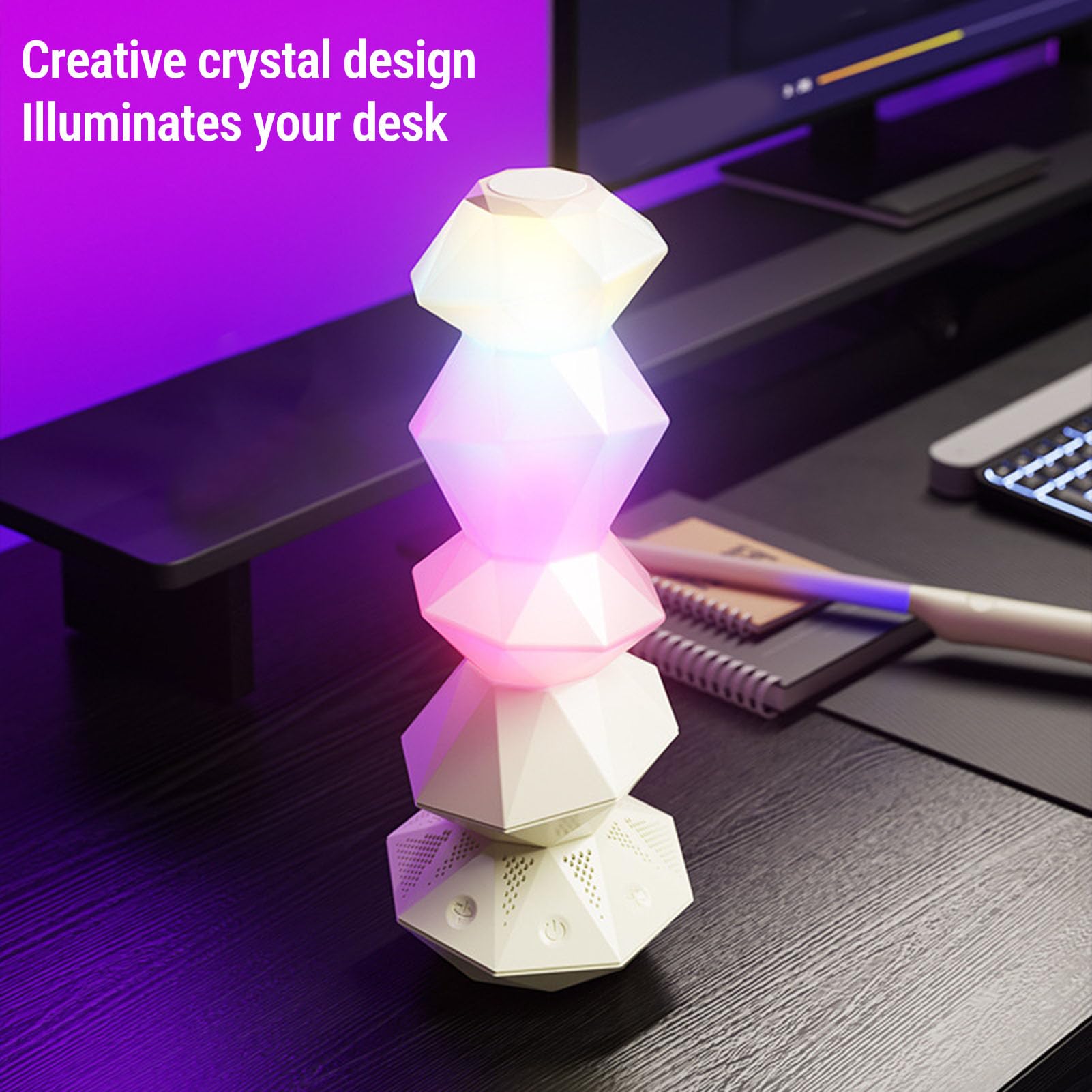Hyuduo Luce Notturna Musicale con Controllo Bacchetta Cambio Colore RGB, Luce Ambientale da Scrivania Sincronizzazione Musicale modalità Rotante per Arredamento Camera da Letto (WHITE)