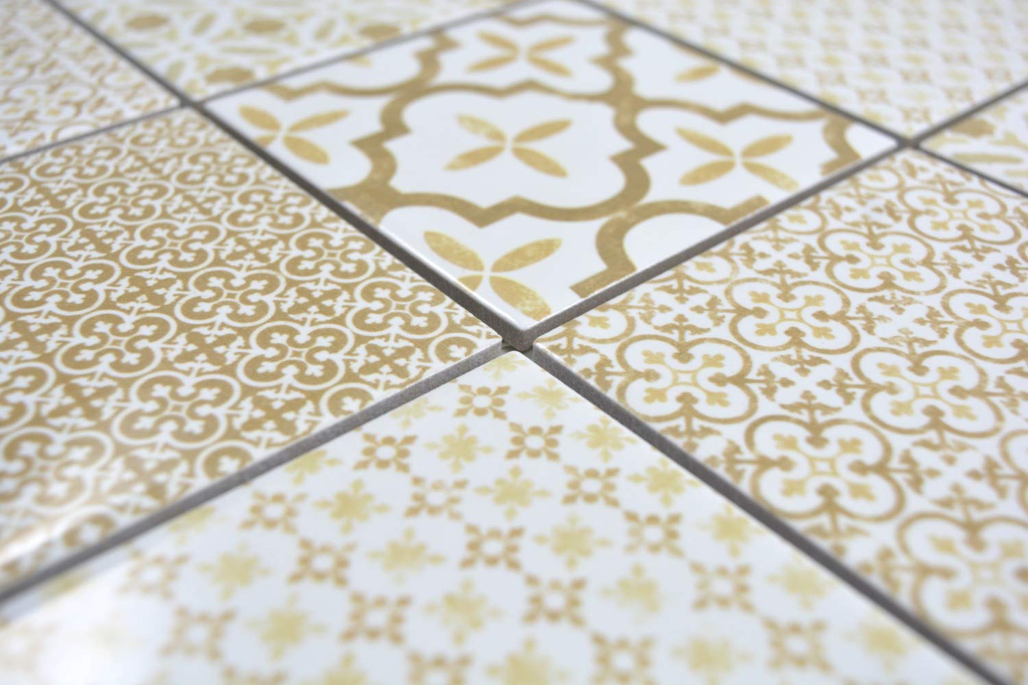 Azulejos de mosaico de cerámica, estilo retro, color beige y blanco, para cocina, azulejos, azulejos, azulejos, mosaico, pared de cocina, 10 unidades