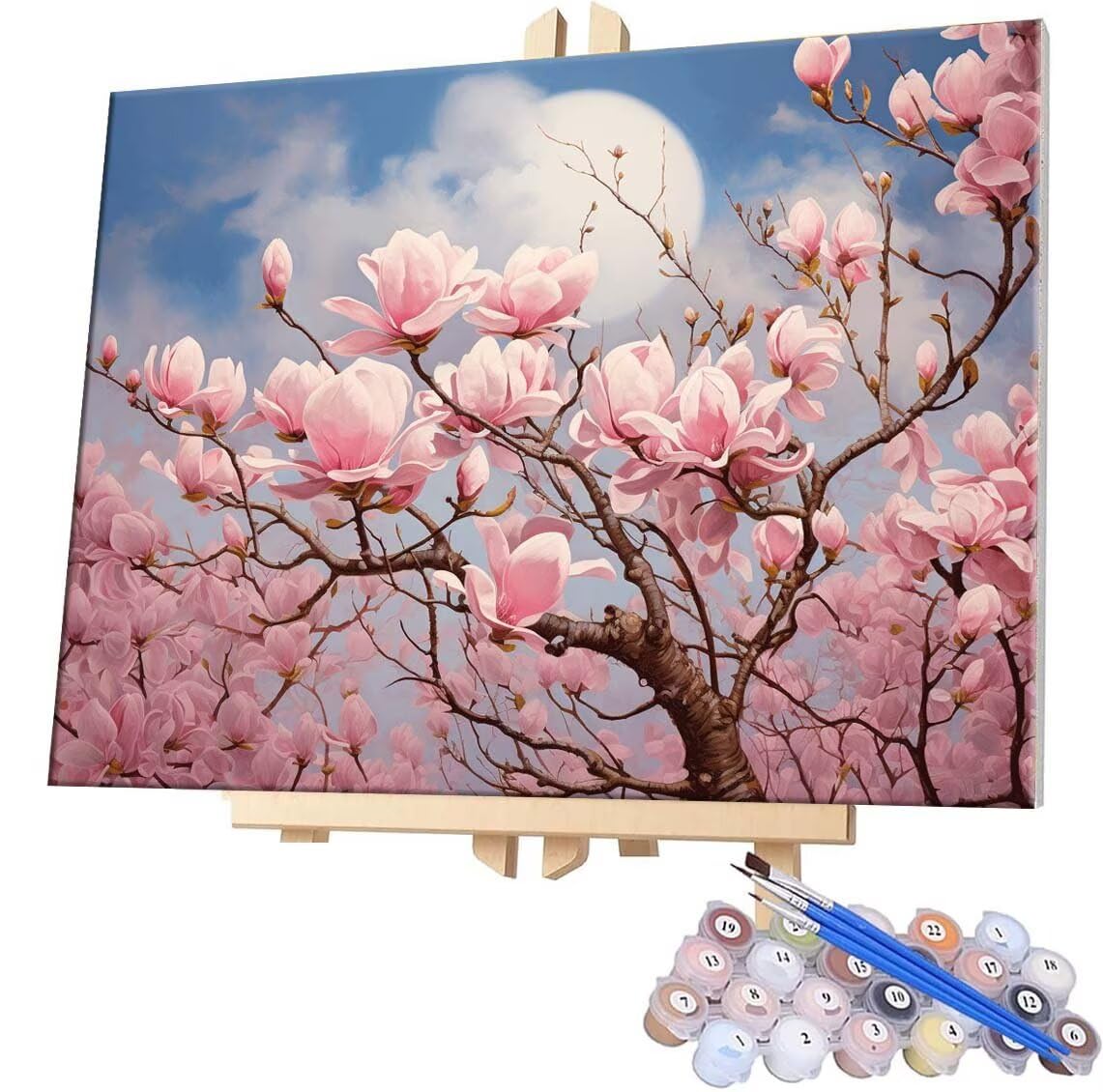 Malen Nach Zahlen Magnolia,100x130cm DIY Malen Nach Zahlen Erwachsene, DIY Kreativ Set für Erwachsene Handgemalt Ölgemälde Kits auf Leinwand Geschenk, Acryl-Malen Nach Zahlen für Wanddeko s-936