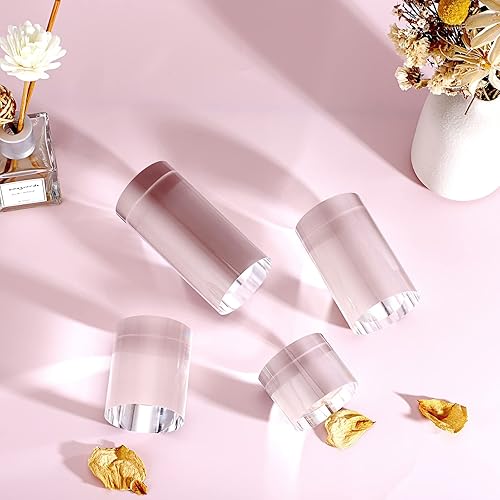 Vista 4 de Hipiwe Paquete de 4 elevadores de exhibición de acrílico, soporte de exhibición de figuras cilíndricas transparentes, organizador de perfumes