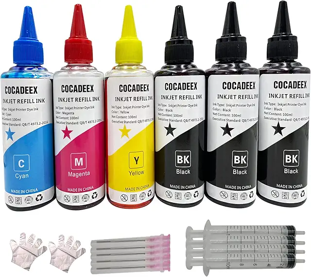 Kit de Recarga de Tinta 600ml Compatible con HP Canon Brother Epson Lexmark