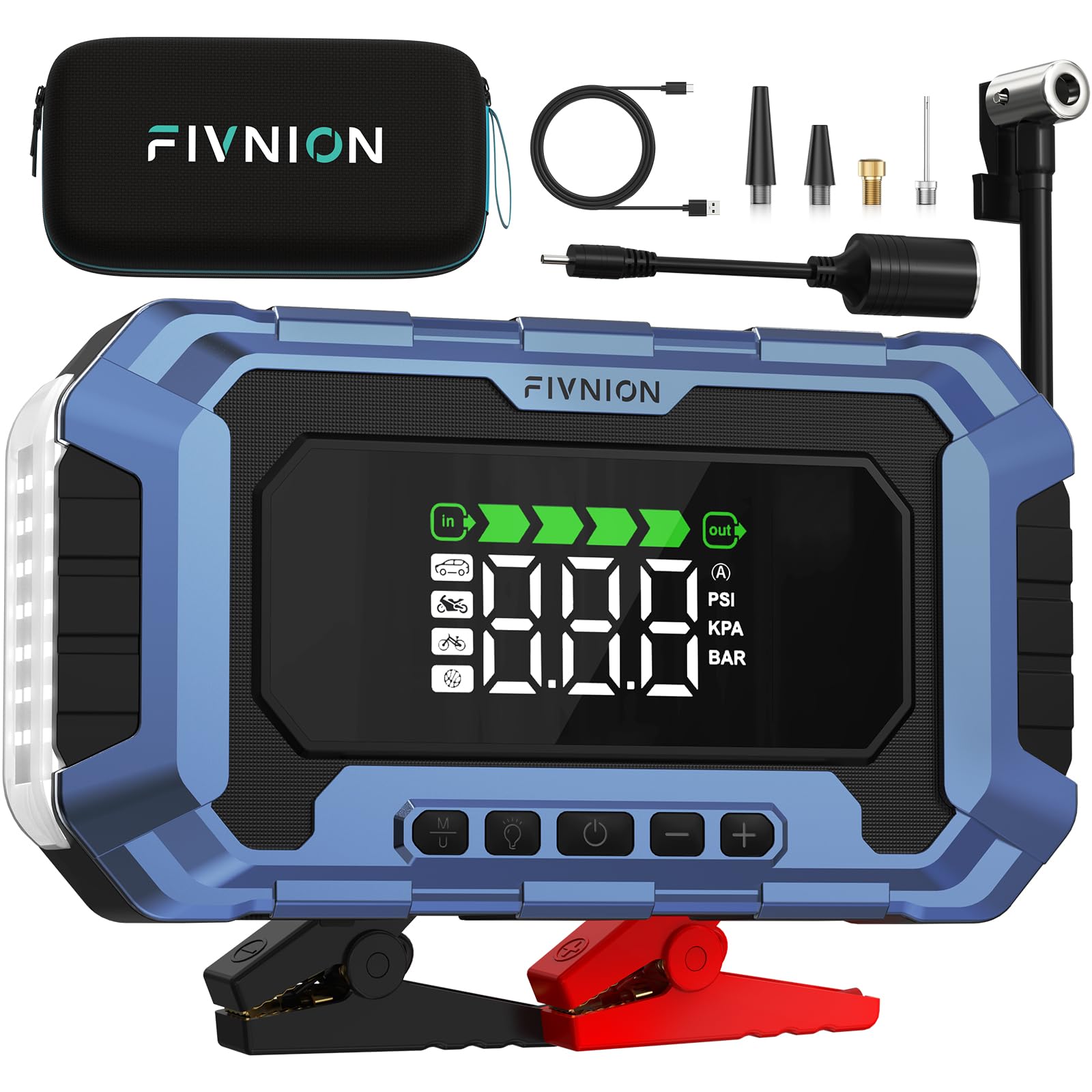 FIVNION Real 74Wh Jump Starter with 160PSI Air Compressor, PD65W Fast Charging 1...