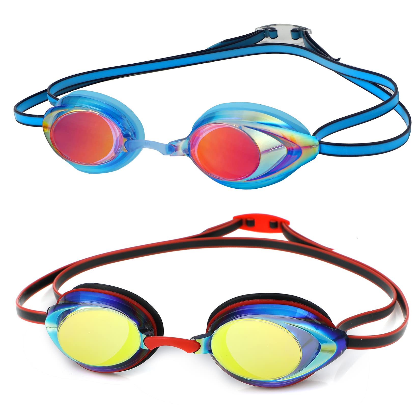 DARIDO Swim Goggles, Swimming Goggles 2 Pack UV Protection Anti Fog Swim Goggles for Adult, Men, Women, Youth