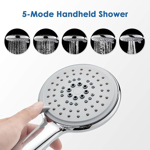 Miniatura 5 de ROVOGO Sistema de panel de ducha con 6 chorros corporales, ducha de lluvia autolimpiante y de mano, columna de torre de ducha de acero inoxidable