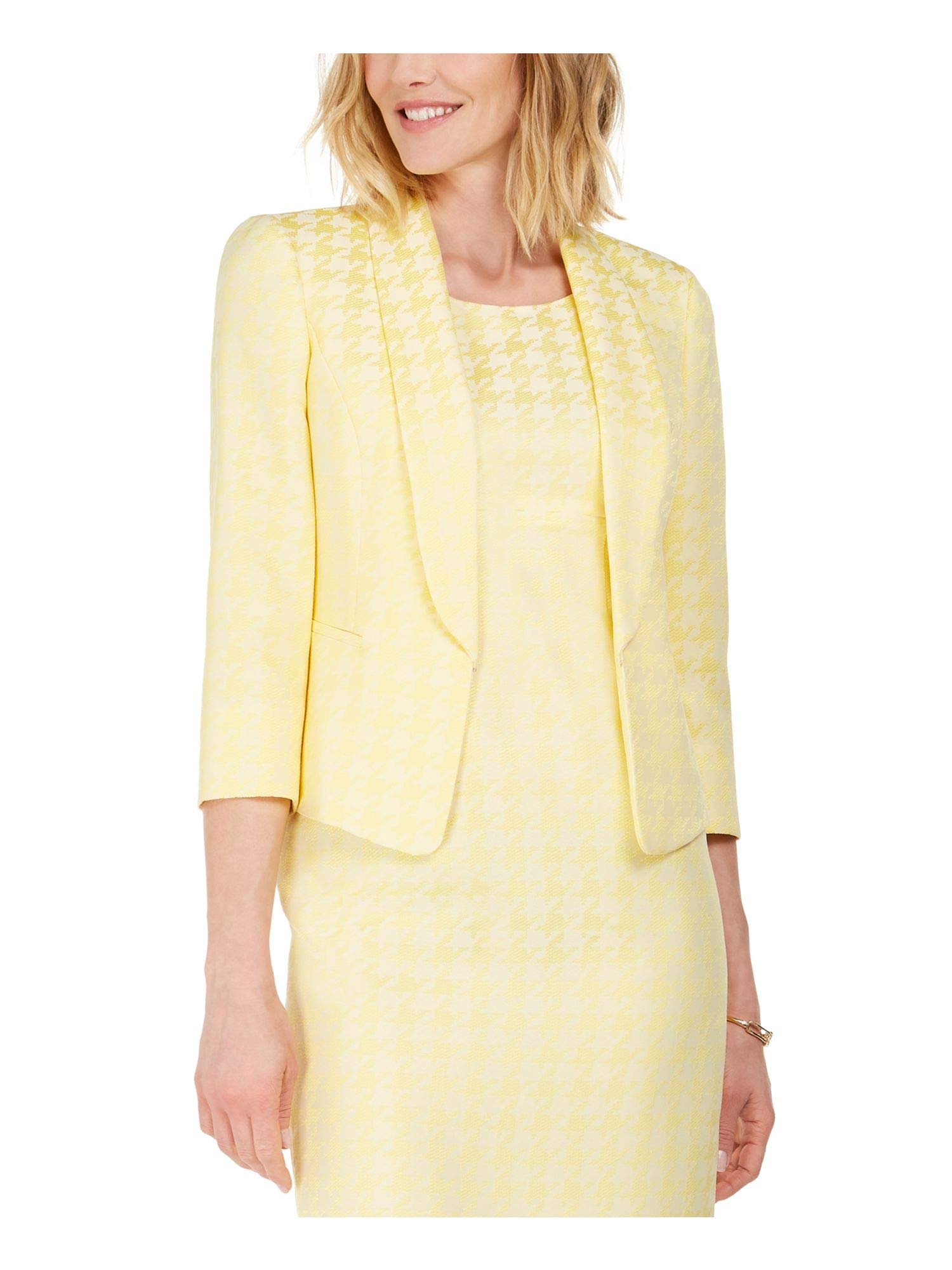 Womens Houndstooth V-Neck Blazer