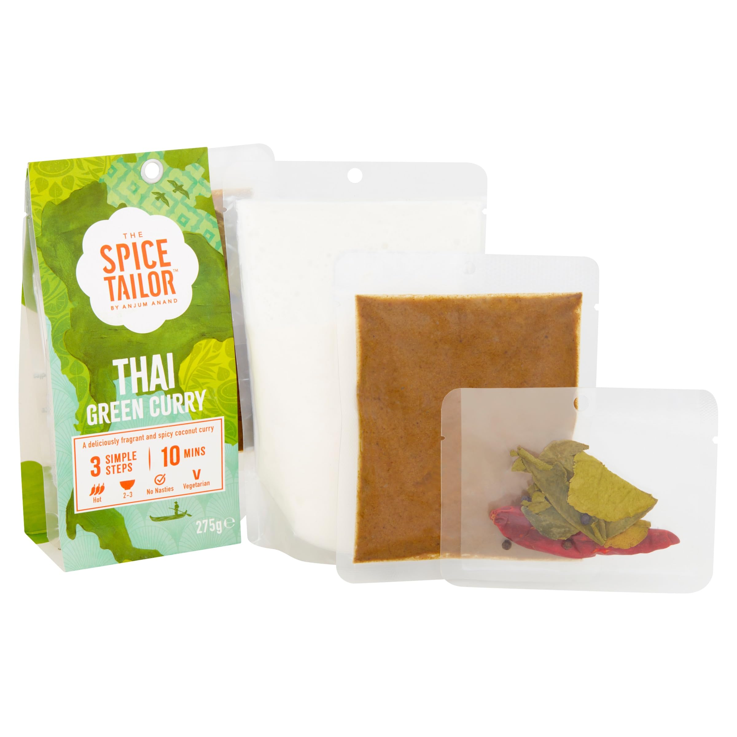 The Spice Tailor - Kit de comida de salsa de curry asiático, curry verde tailandés, paquete de 5, vegetariano