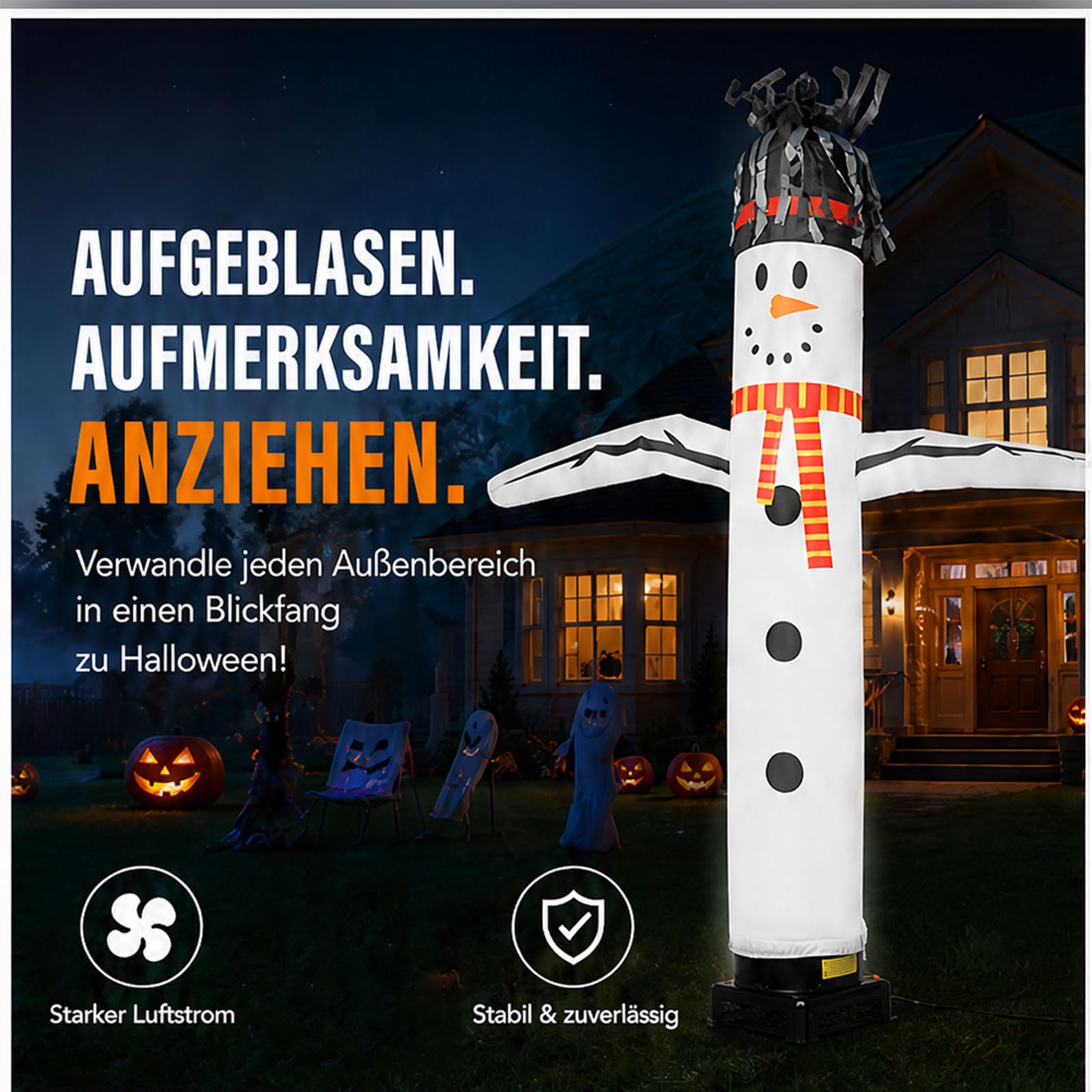 OUKANING Aufblasbarer Schlauchmann 3m mit Gebläse 550W Aufblasbarer Lufttänzer Wacky Waving Air Dancers Luftfiguren Tänzerschlauch für Festivalwerbung