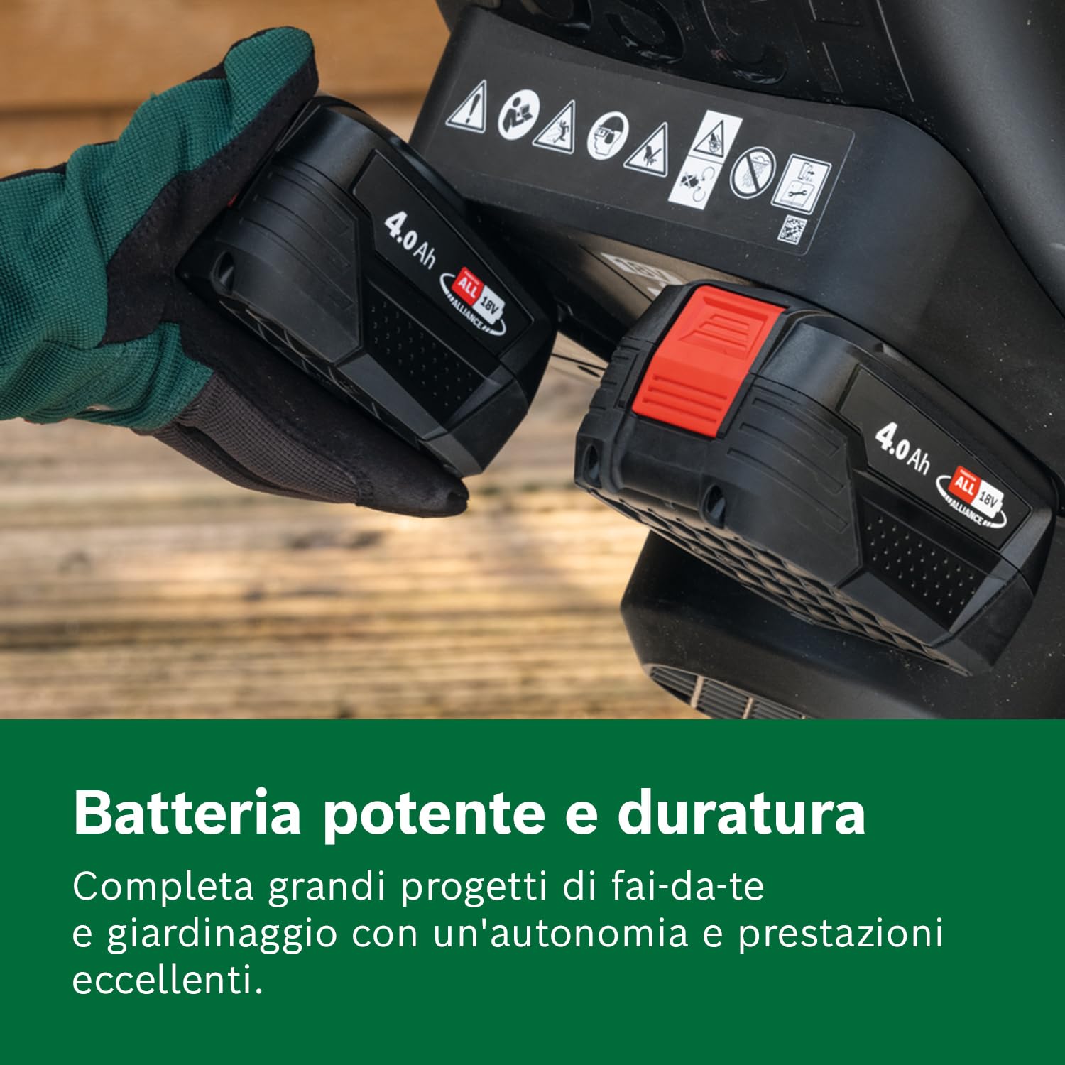 Bosch batteria e caricabatteria rapido Starter Set 18V (1 batteria al litio da 4,0 Ah; 1 caricabatteria rapido; POWER FOR ALL 18V Alliance)