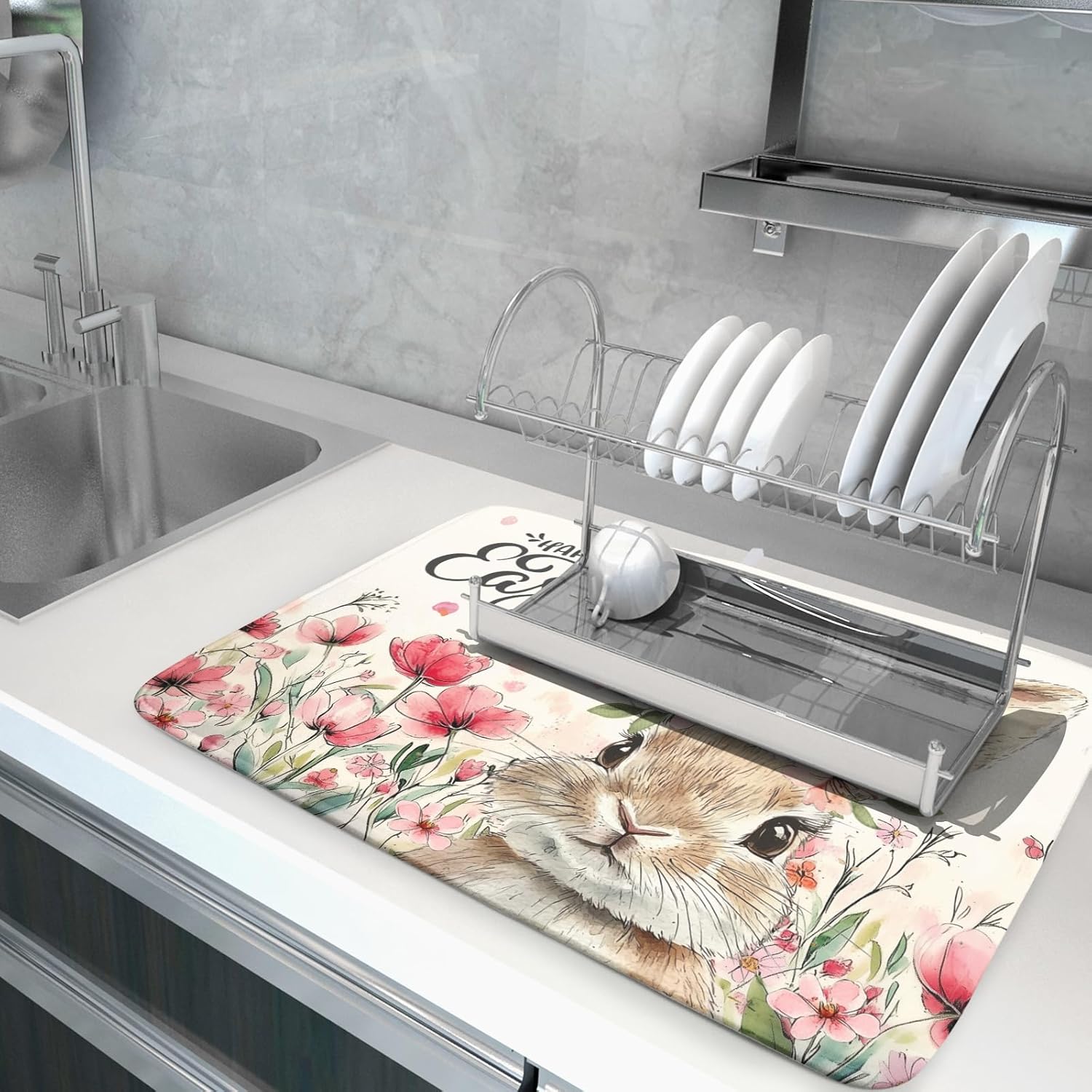 "Happy Easter" Dish Drying Mat