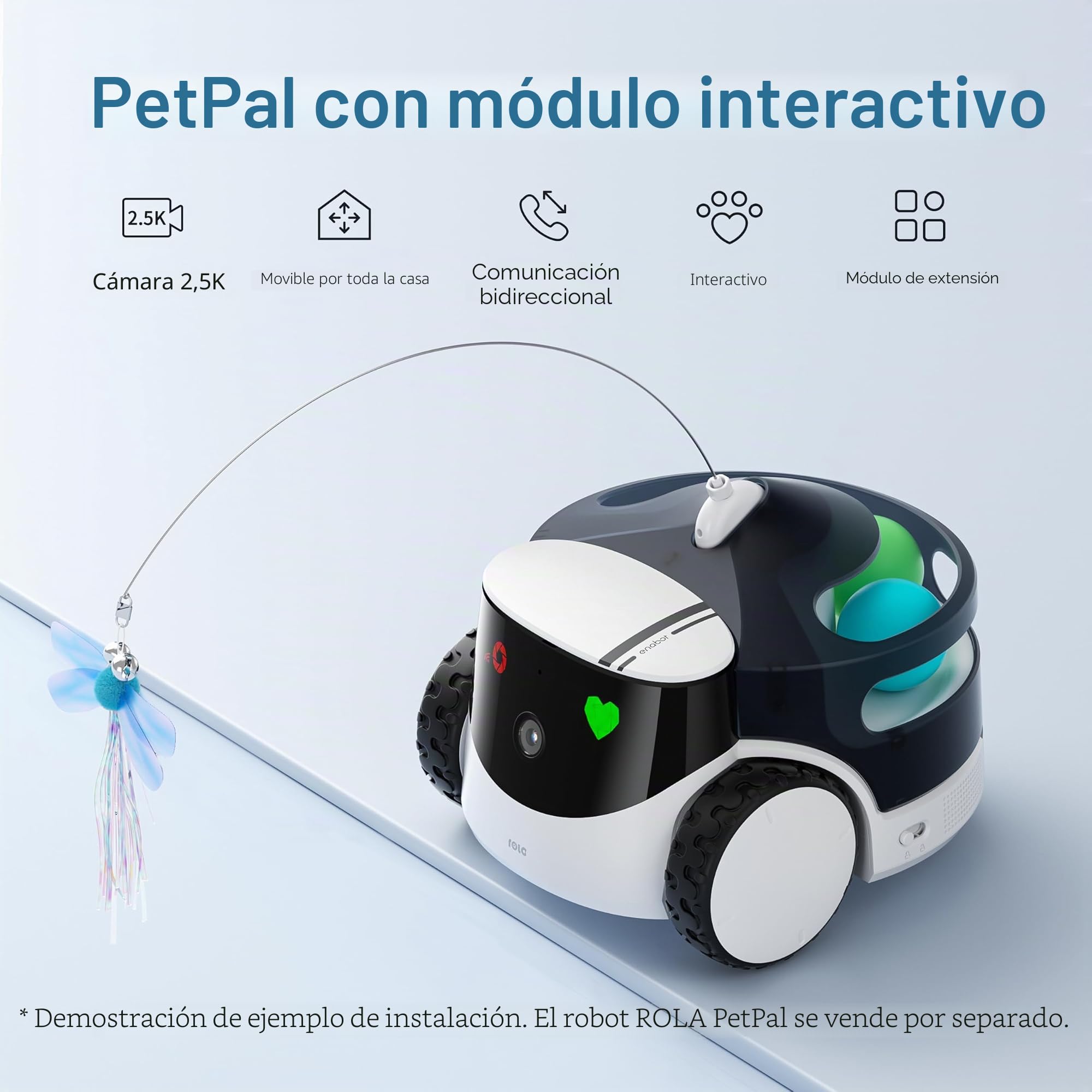 Enabot EBO ROLA Módulo Interactivo para Cámara PetPal: Bolas Rodantes, Cuello y Control Remoto de Aplicaciones para Gatos - Compatible Con Robot Inteligente ROLA
