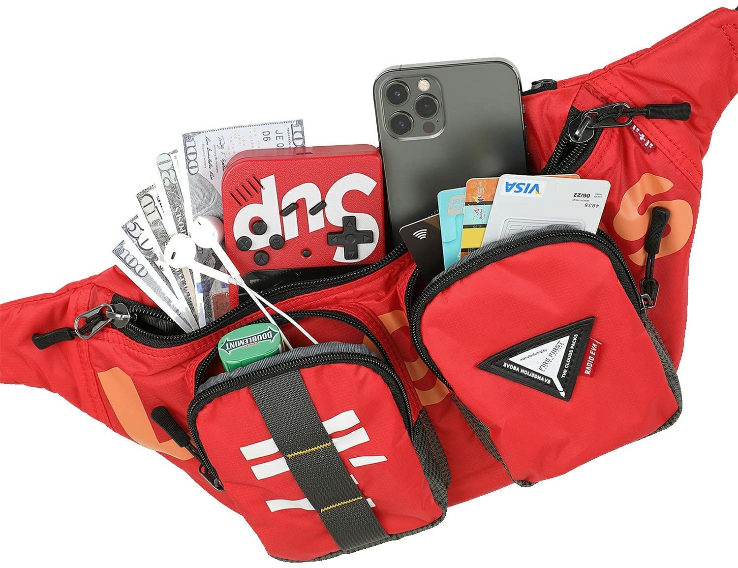 FIREFIRST x RADIO EVA - Evangelion Marsupi Sportivi Borse a Spalla | Collaborazione Ufficiale Eva;Accessorio Cosplay Indispensabile;Ideale Per Scuola, Gite, Viaggi