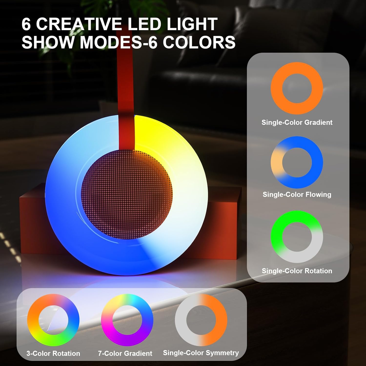 Bluetooth Shower Speaker,IPX7 Waterproof Speaker with Dynamic LED Light,Portable Bluetooth Speakers,Floating, True Wireless Stereo for Outdoor/Pool/Beach,BT5.3/TF-Card,Ideal Gifts(Orange) - Image 4