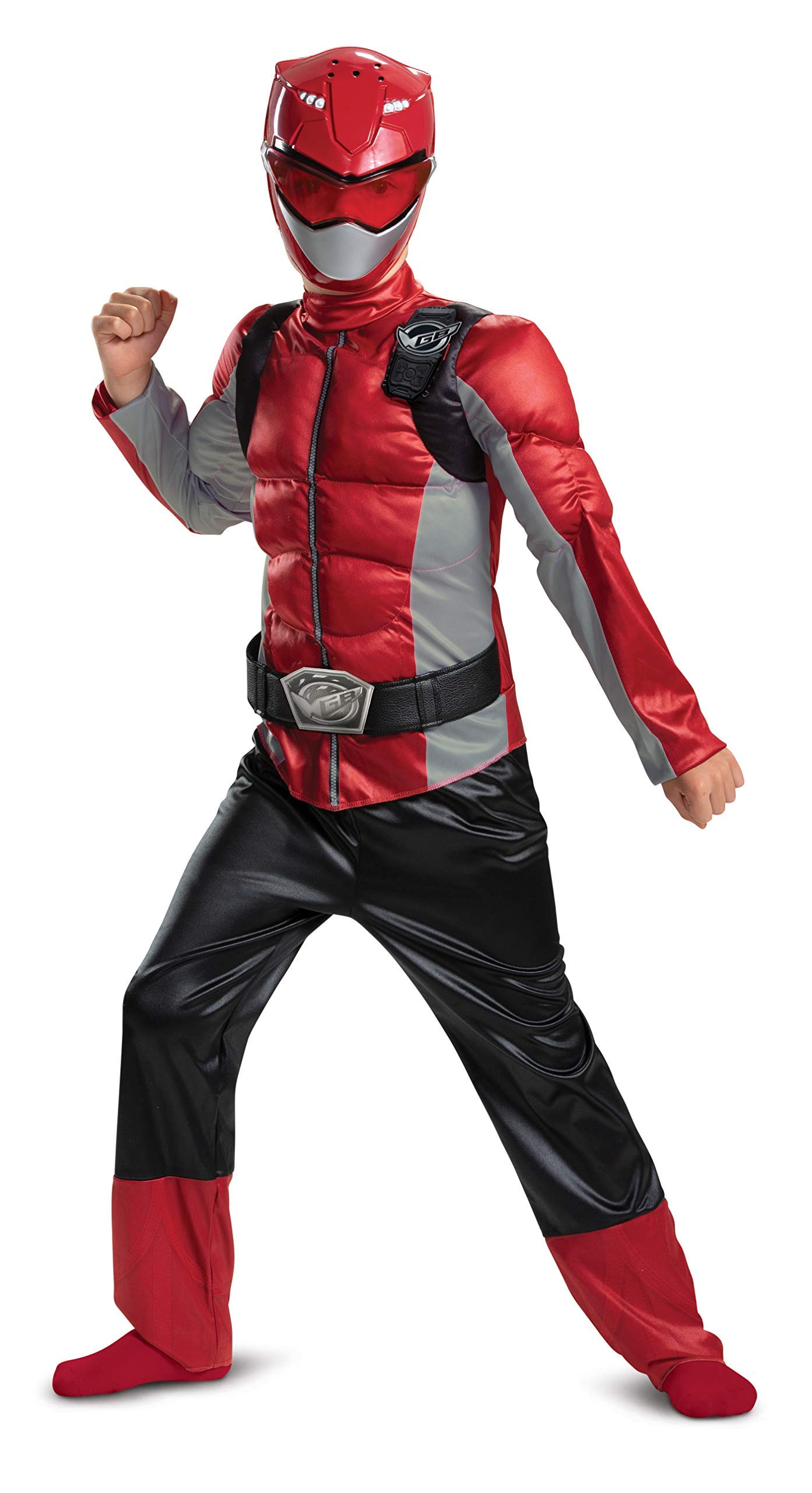 Disguise Disfraz Power Ranger Rojo Niño, Beast Morphers Musculoso, Superhéroe para Carnaval y Halloween
