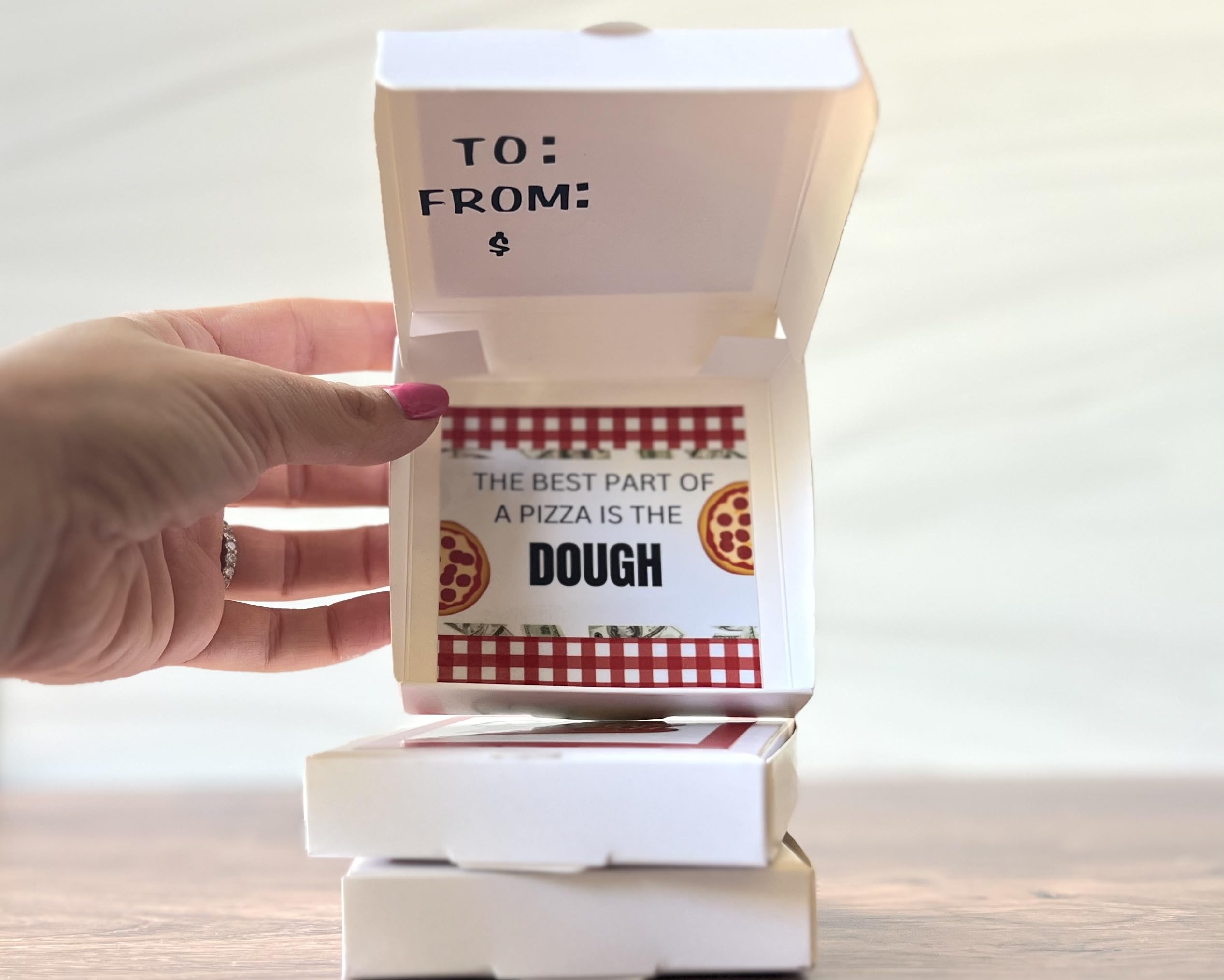 2 Pack Pizza Money Gift Boxes - 10x10 Inch Cardboard Cash Holder For Birthdays, Parties