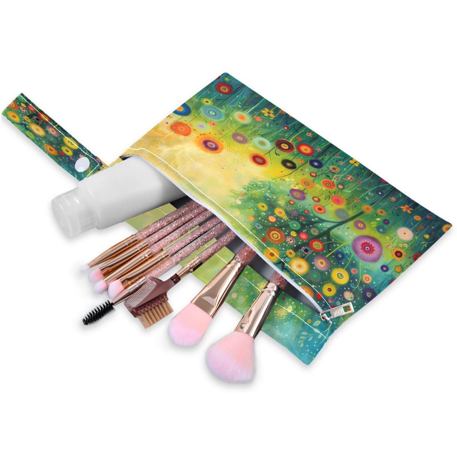 ATTX Colorful Flowers Painting Wet Dry Bags 2-Pack - Reusable Cloth Diaper Storage for Travel, Beach & Gym | Multi-Use Waterproof Bags for Swimsuits, Baby Clothes, Sports Gear#87