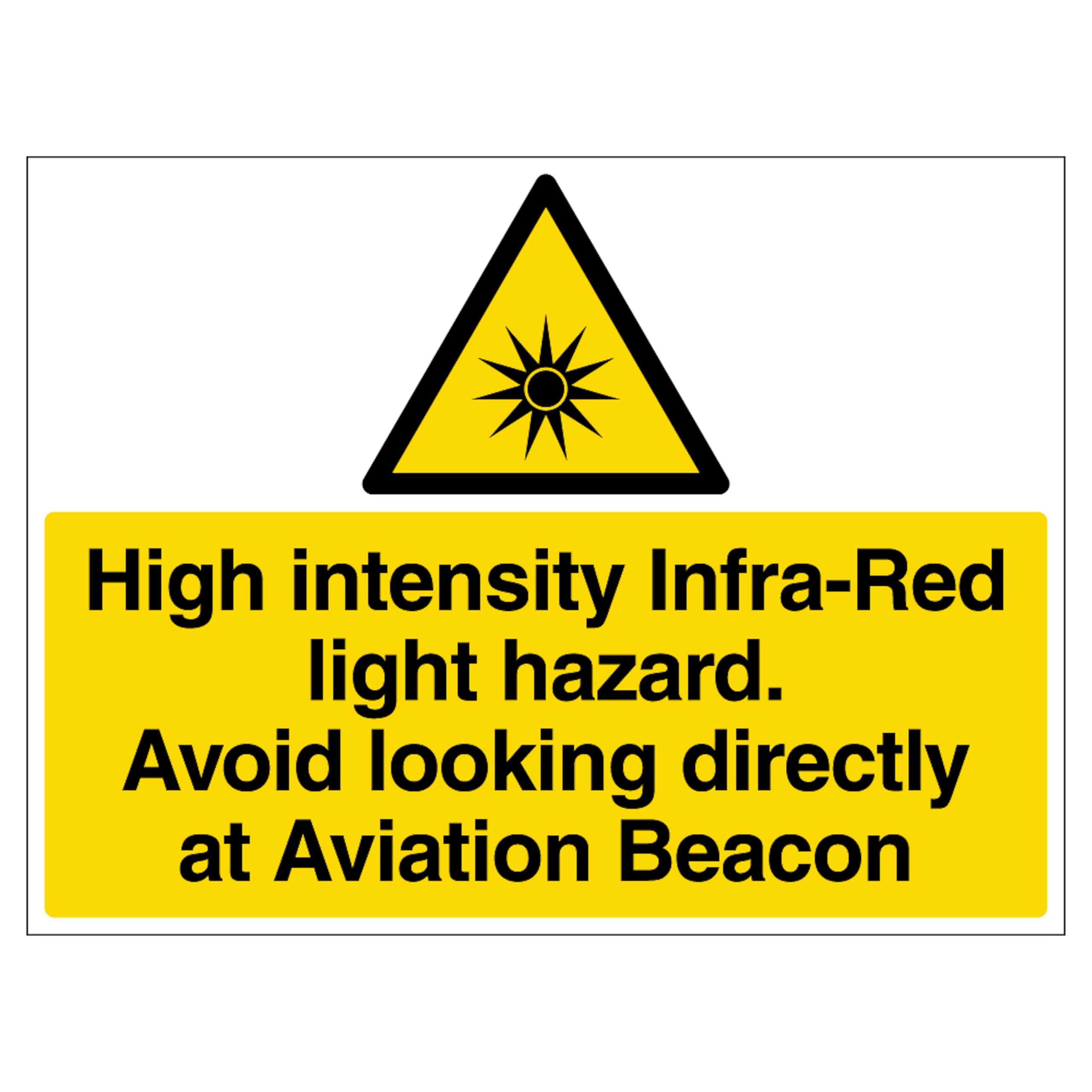 High intensity Infra-Red light hazard - Landscape 210 x 297 mm (A4) - 2mm Rigid Plastic