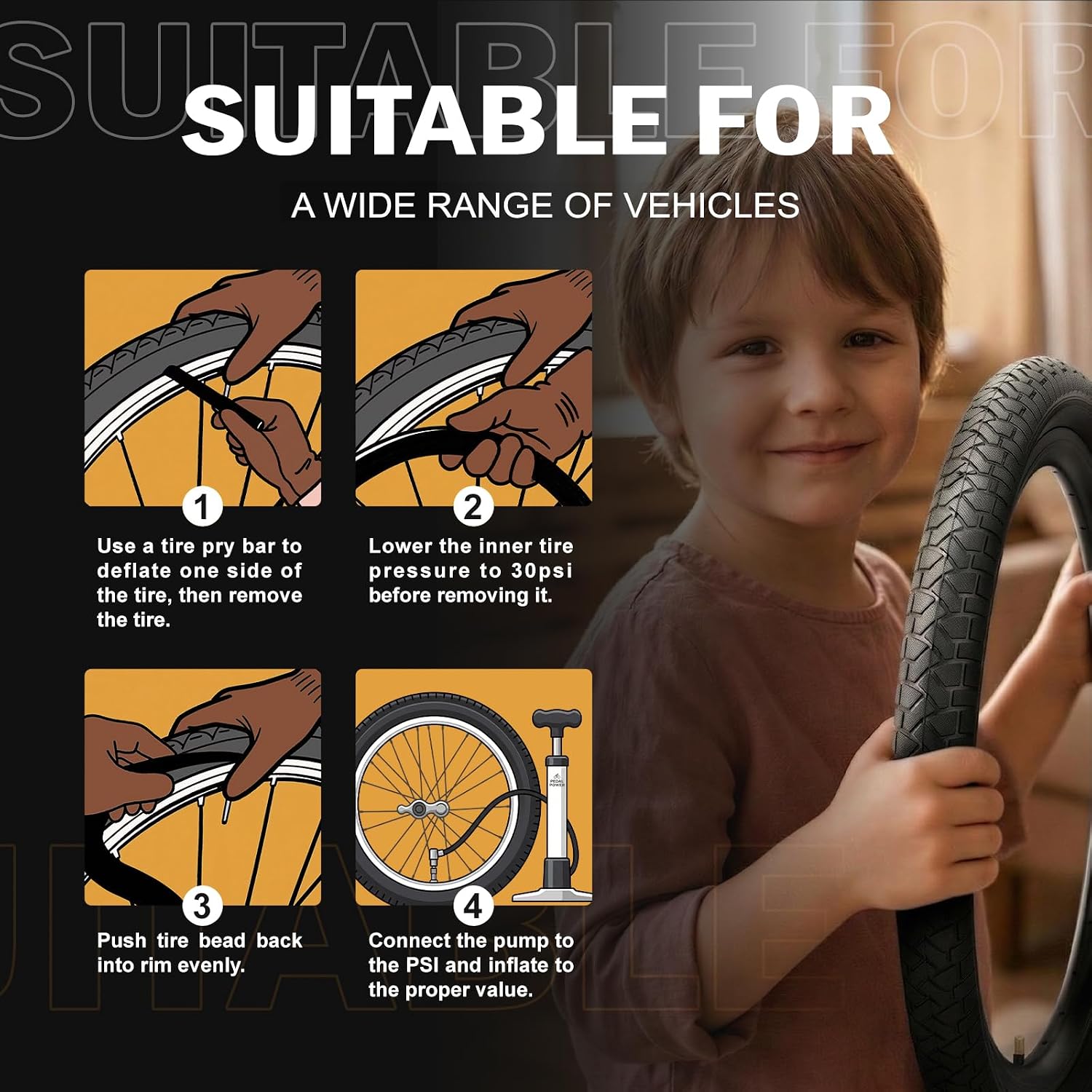 Hycline Kids Bike Tires Set: 2-Pack 16x2.125/20x2.125 Inch Folding Bicycle Replacement Tires with Tubes & Tire Levers, Premium Butyl Rubber, All-Terrain Anti-Slip Wear-Resistant for Kids BMX MTB Bikes