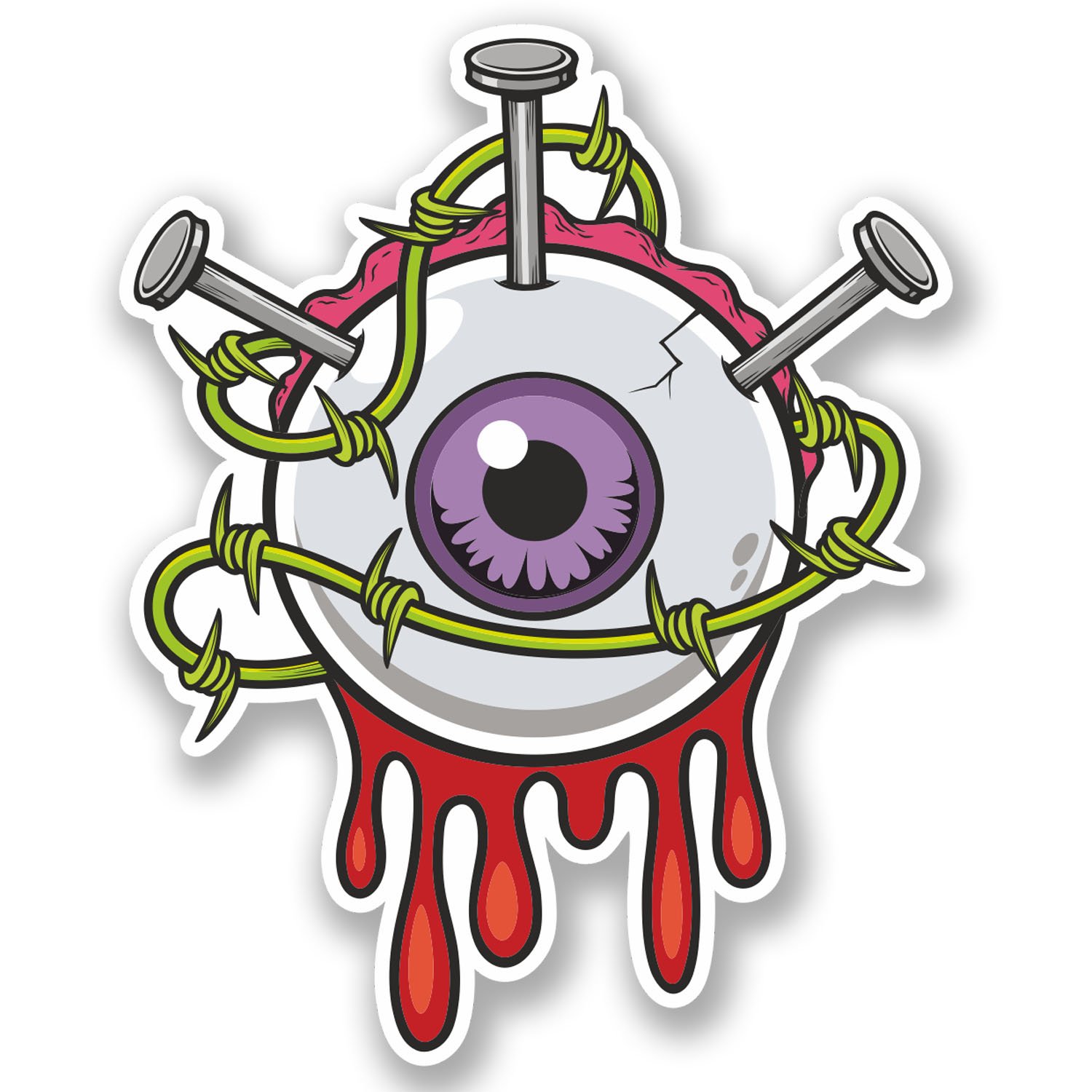 2 x 10cm Zombie Eyeball Vinyl Sticker Bike Laptop Kids Skate Bike Blood #5215 (8cm Wide x 10cm Tall)