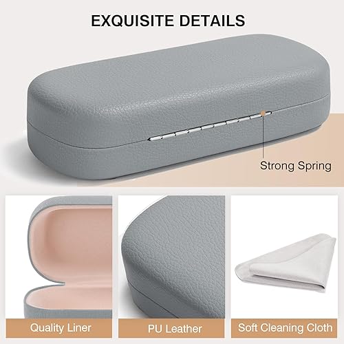 Miniatura 5 de Marvolia Estuche para gafas de sol, funda rígida grande de piel sintética para gafas de sol