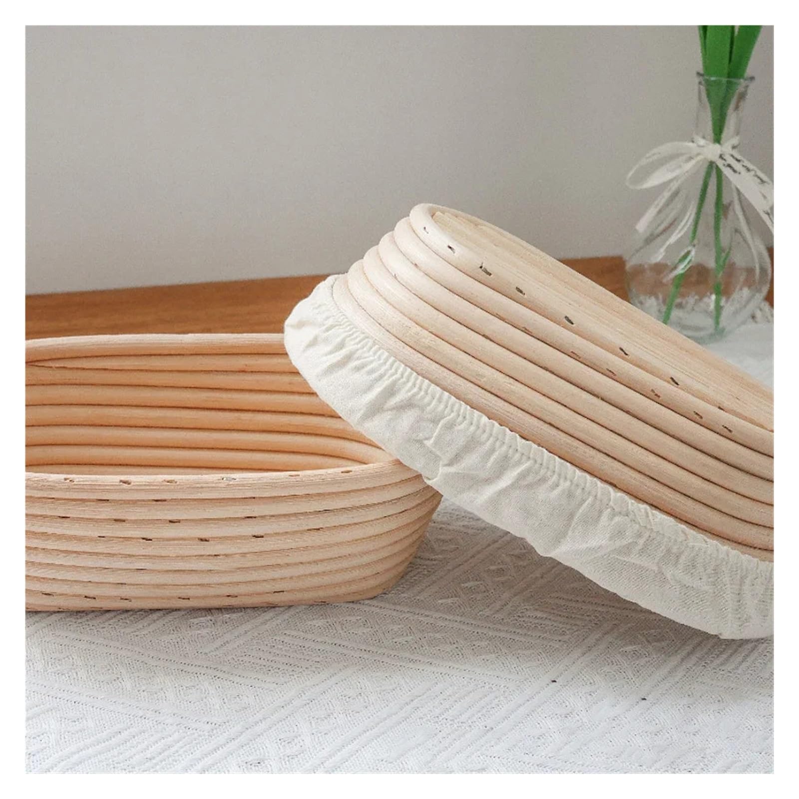 Cesta de ratán for fermentación masa, cuencos, suministros for hornear(35x14cm)
