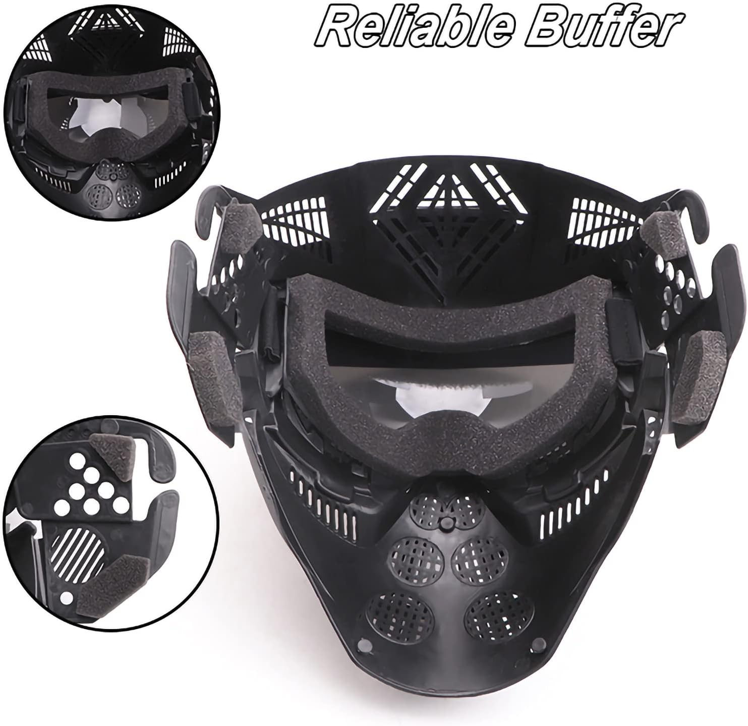 Senmortar Airsoft Mask Full Face Tactical Masks Protection Gear for Halloween CS Game Costume Accessories Motocross Cosplay Black & Grey : Everything Else
