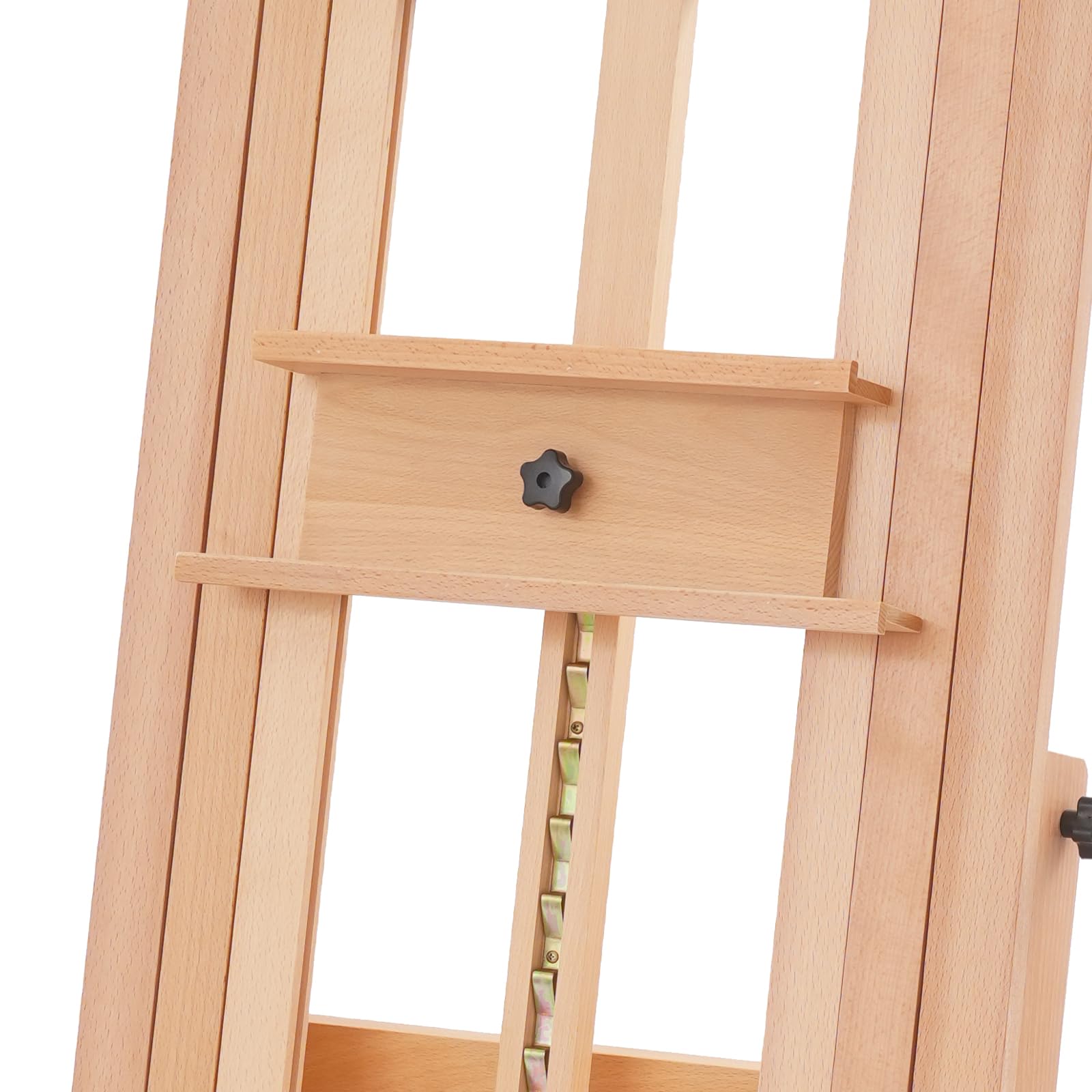Staffelei Buchenholz verstellbar 140-300cm mit Rollen für Atelier | Stabiler H-förmiger Basis, 4 Rädern mit Bremsen, 10kg Tragfähigkeit & Horizontaler/Vertikaler Einstellung. Ideal für Künstler