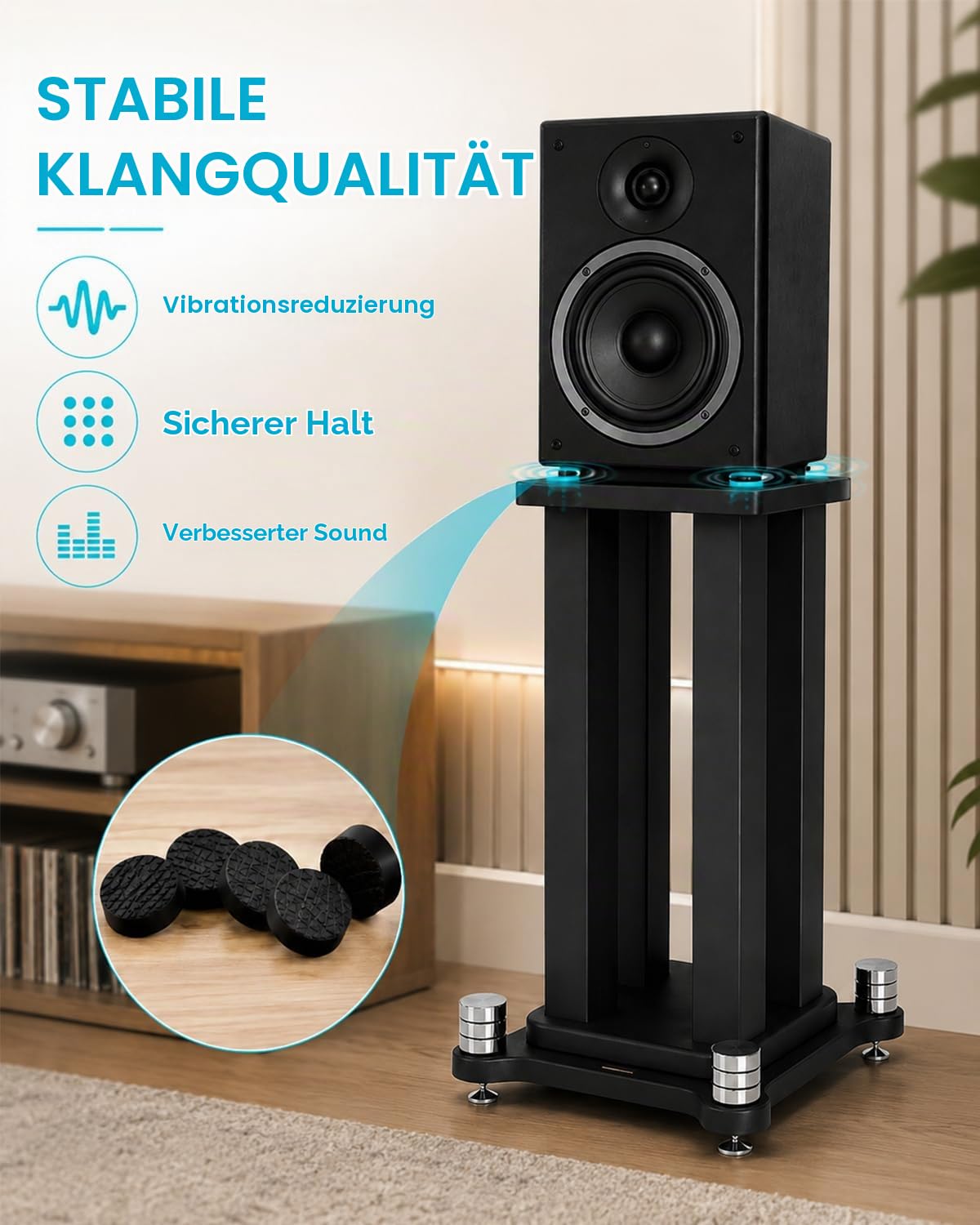 Lautsprecherständer im 2er-Set, Boxenständer Bis 50 kg belastbar(80cm)