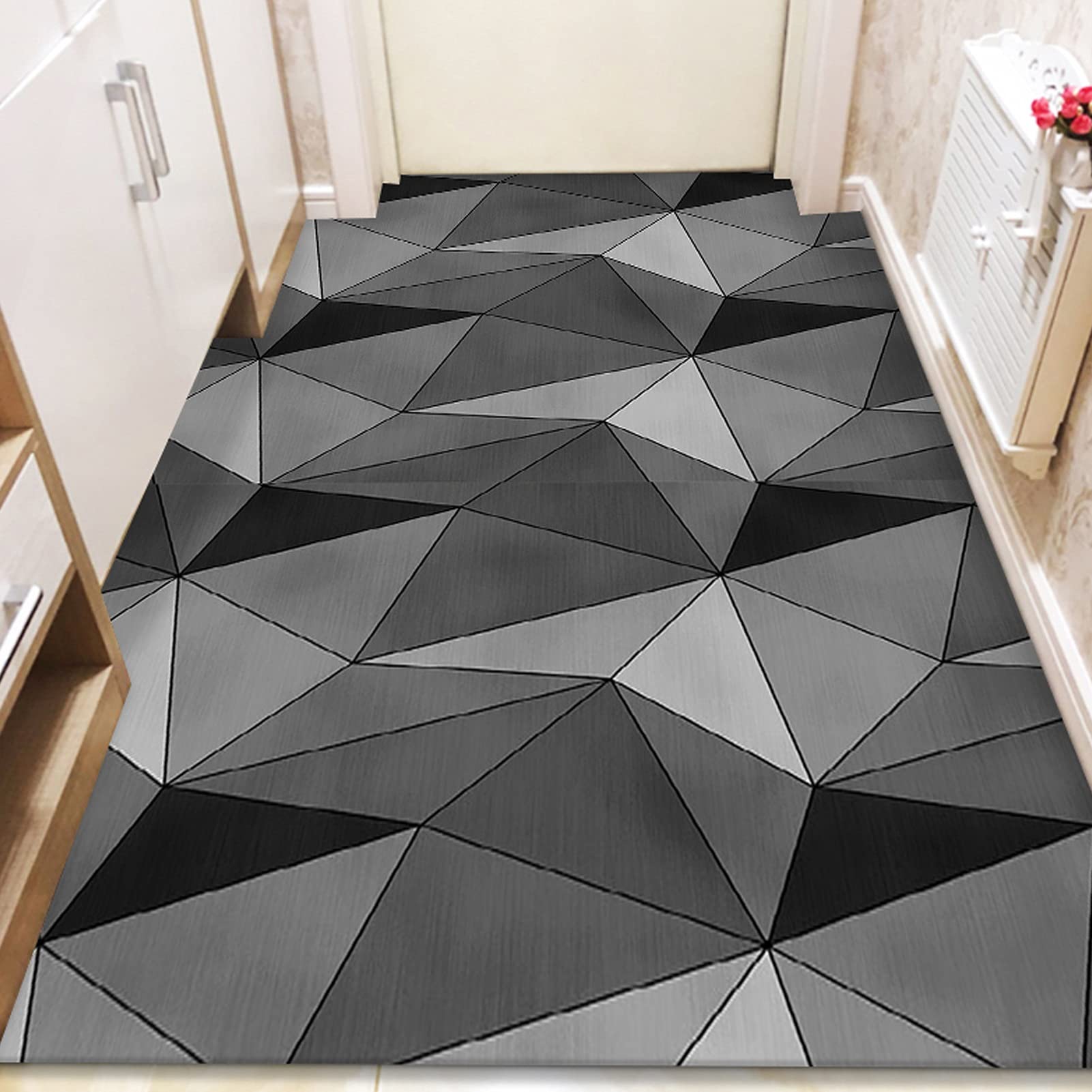 Tapis de couloir de sol découpable et antidérapant en caoutchouc lavable