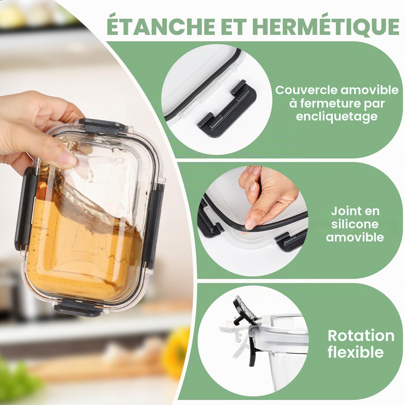 Skroam Lot de 24 récipients en verre avec couvercles – Boîtes de conservation pour aliments, passent au micro-ondes, sans BPA (12 récipients et 12 couvercles)