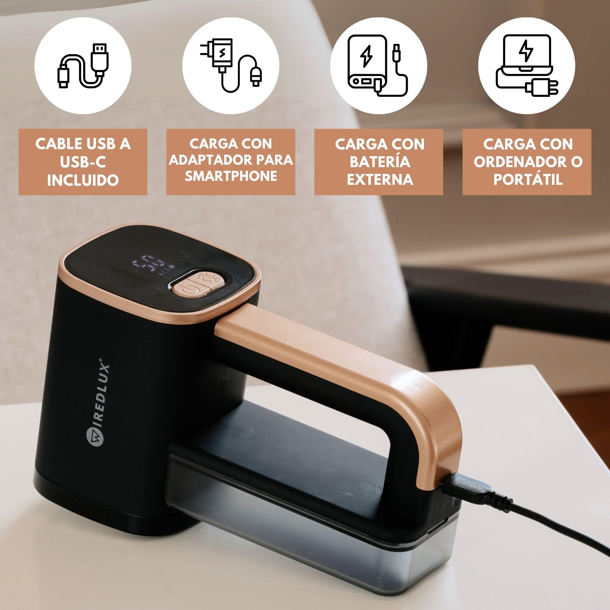 Quitapelusas Eléctrico - Quita Pelusas Recargable para Ropa y Muebles - Luz LED, 3 Velocidades, Cuchilla de 6 Hojas, Carga por USB - Quita Bolitas de Pelusa con Doble Protección