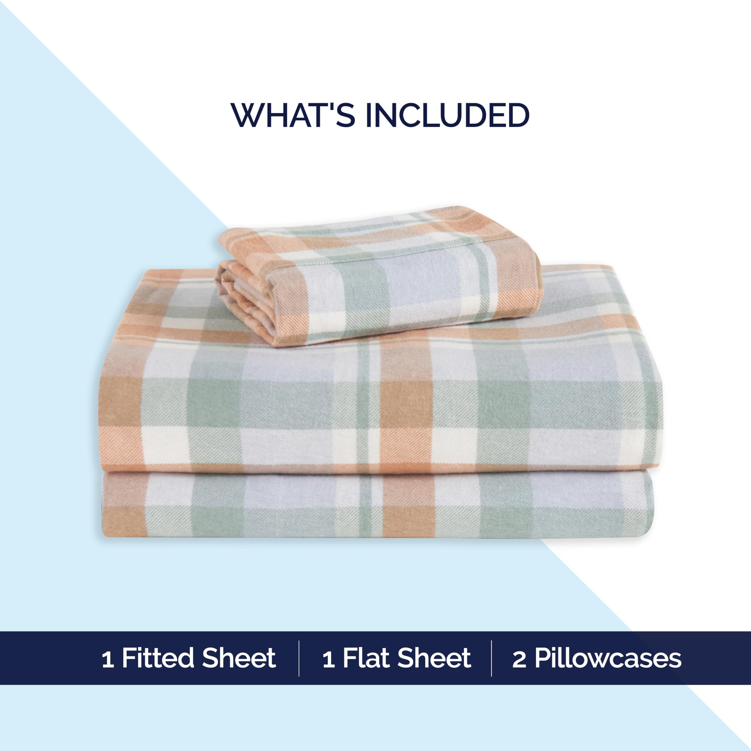 Elegant Comfort Miękki, 4-częściowy zestaw 100% tureckiej bawełny flanelowej – jakość premium, prześcieradło z gumką z głęboką kieszenią, ultramiękkie, przytulne ciepłe prześcieradła flanelowe - Cali
