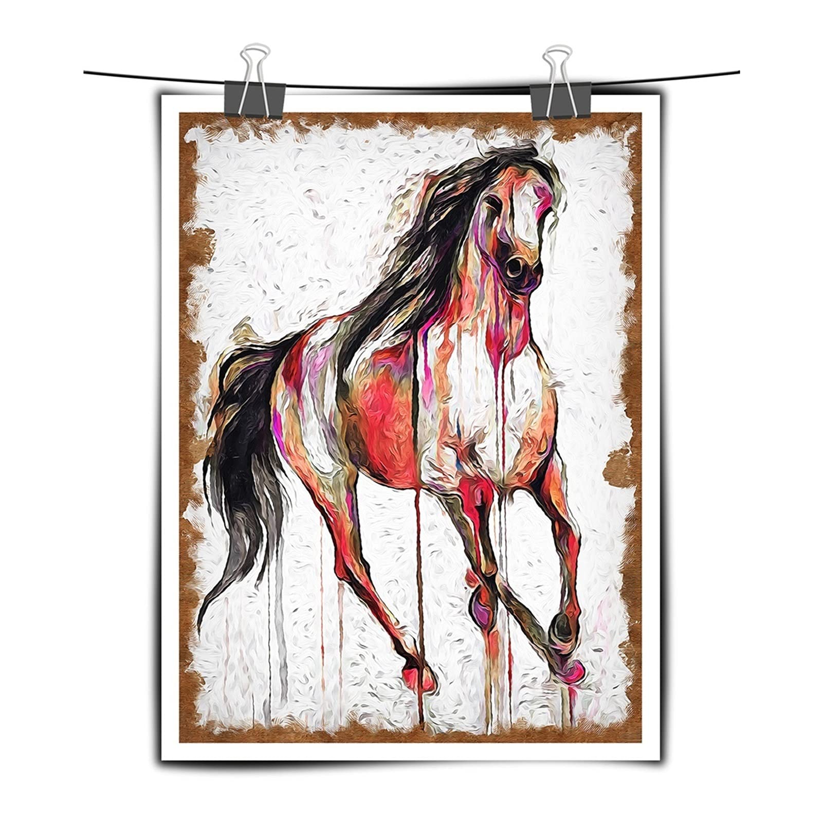Peinture cheval abstrait sur toile tendue pour habiller un mur vide