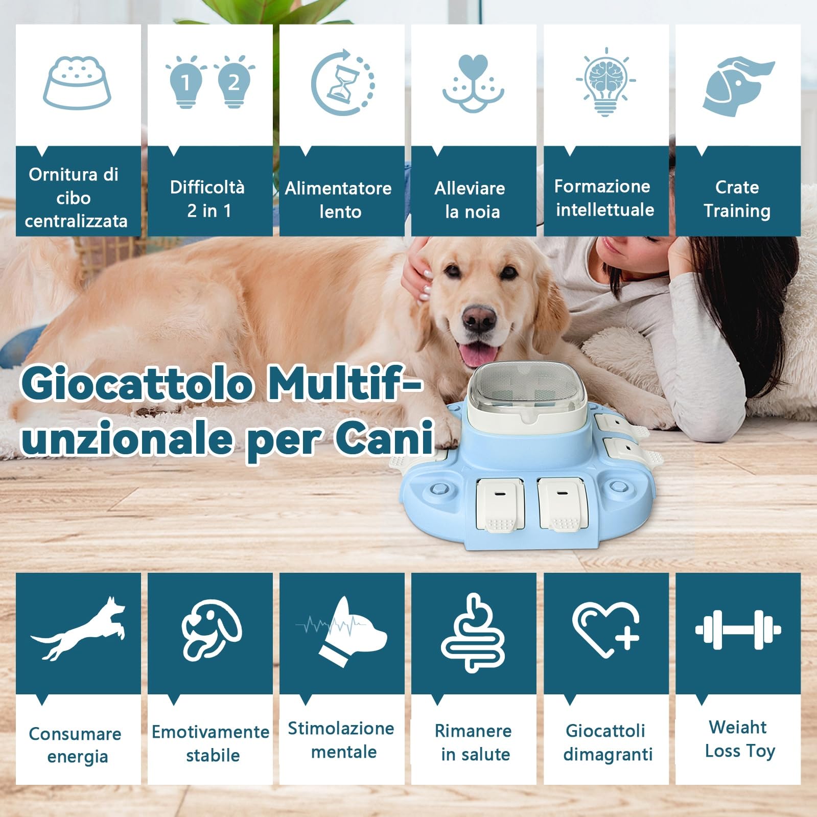 Giochi Cani intelligenza, Gioco Cane interattivo, Giochi intelligenti per Cani - Training Comportamentale - Migliorare il IQ - Livello 2 (Intermedio)