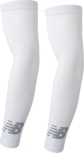 New Balance - Mangas de compresión unisex para deportes al aire libre, color blanco y negro (1 par)